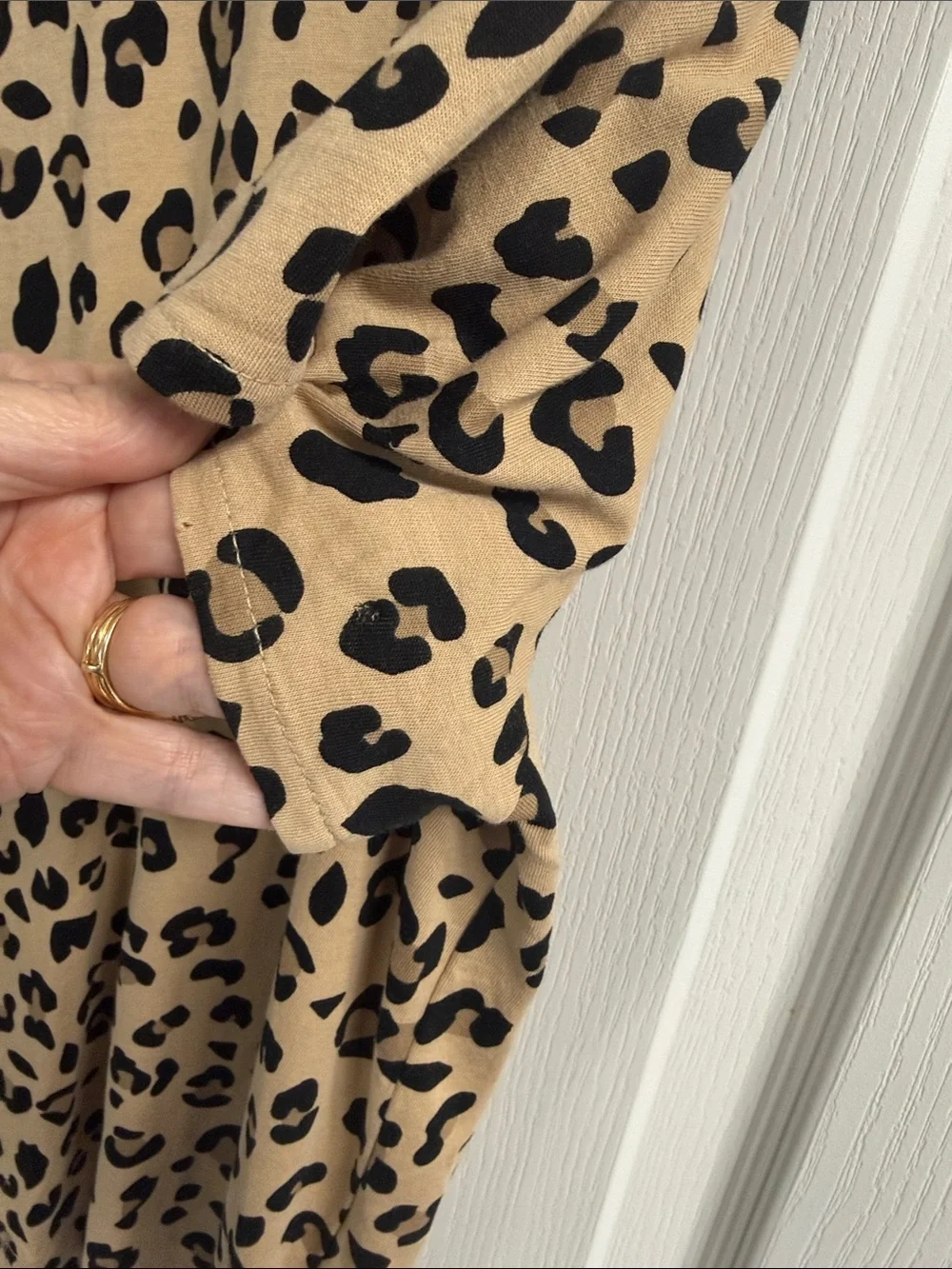 J Crew Leopard Print Short Sleeve Tee - Beige/Black Relaxed Fit